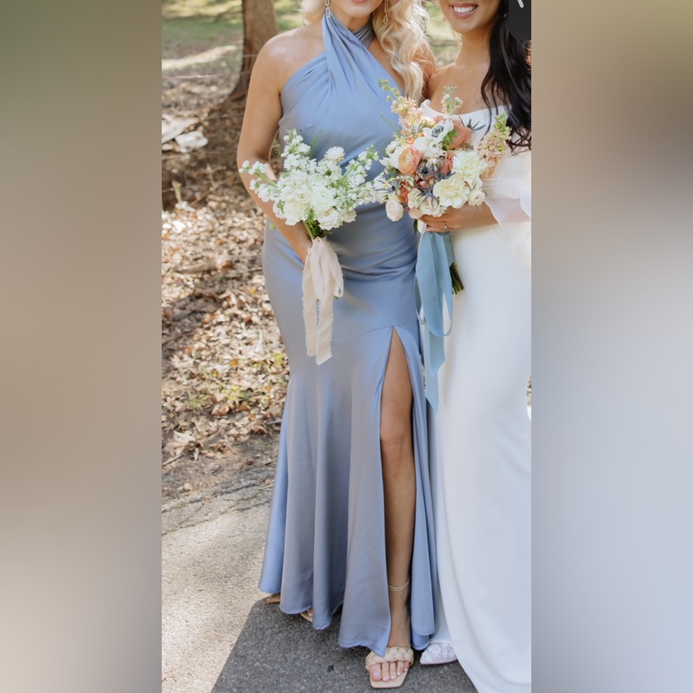 Birdy Grey Satin Dusty Blue Stephanie Dress